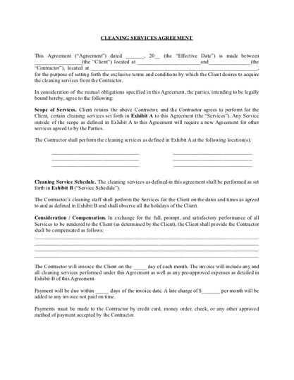 Cleaning Contract