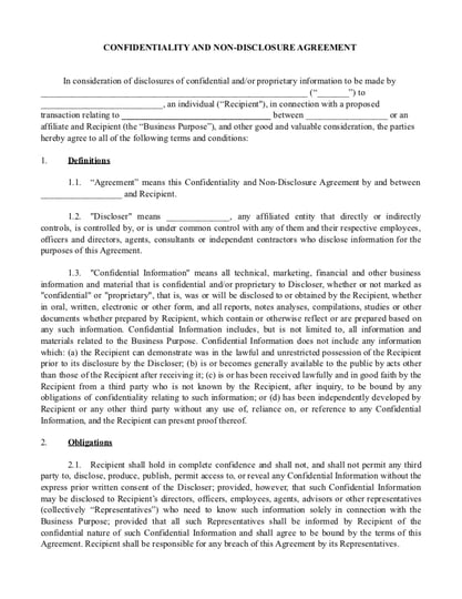 Confidentiality Agreement