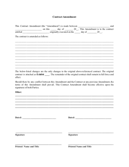 Contract Amendment Template