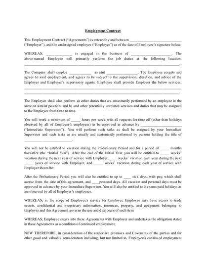 Employment Contract Template