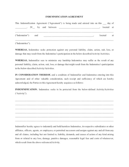 Idenmnification Agreement