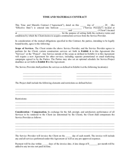 Time and Materials Contract