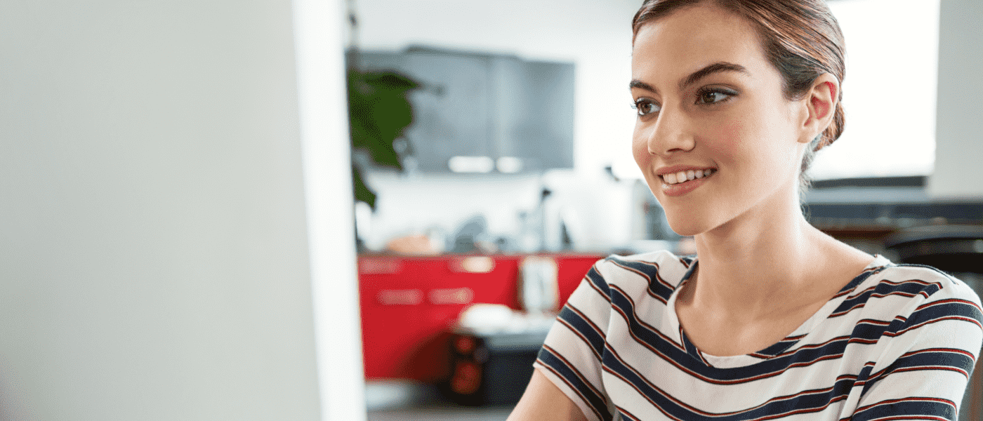 Woman having a video interview getting ready for an assessments