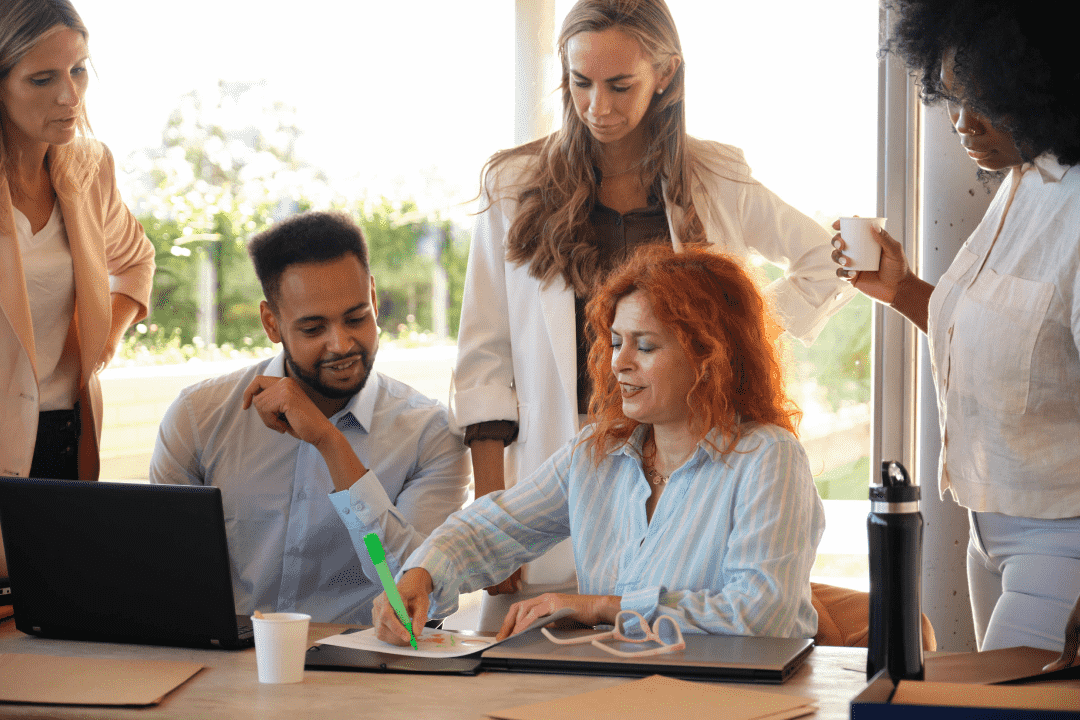 Team in a meeting ideating product