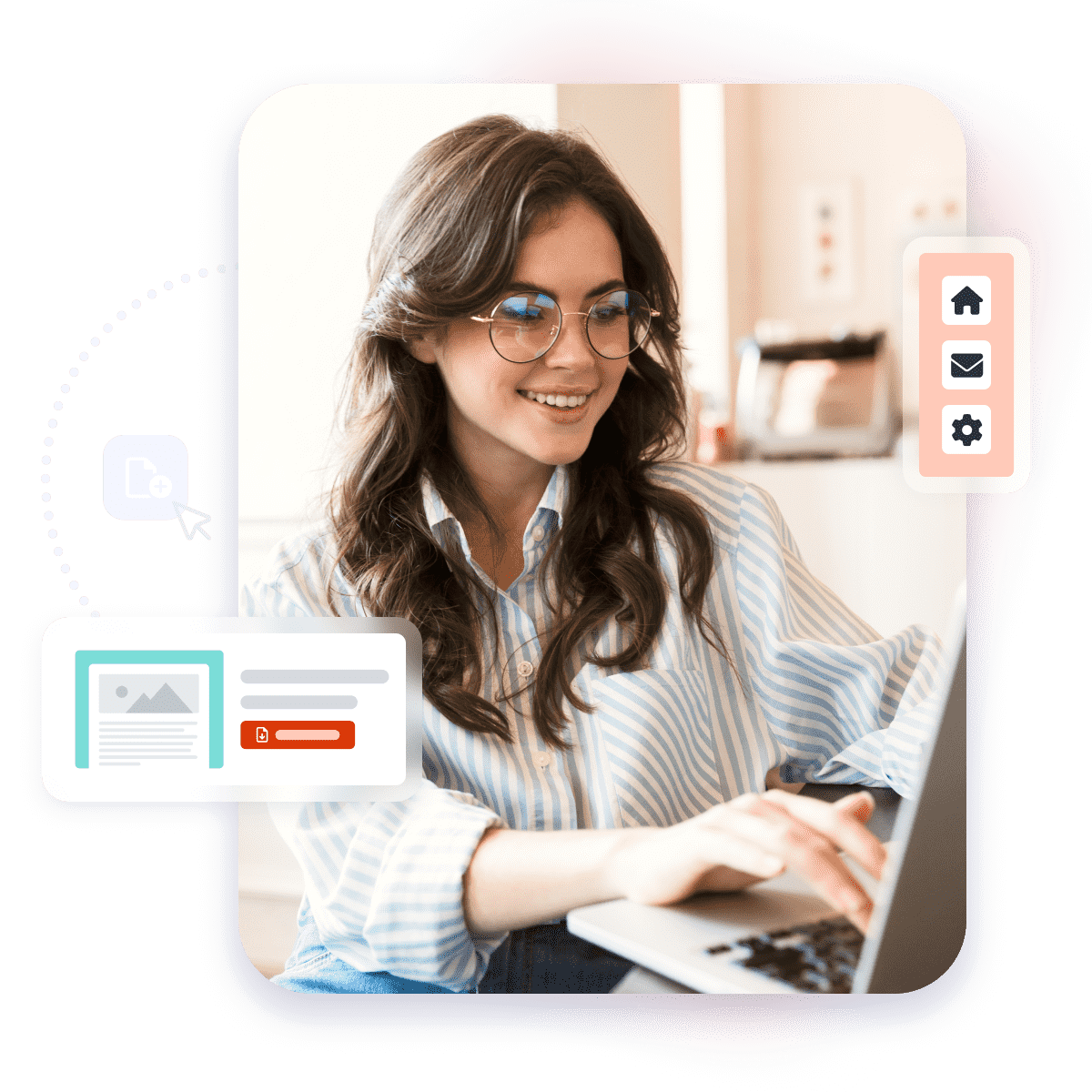 Happy woman working with a laptop