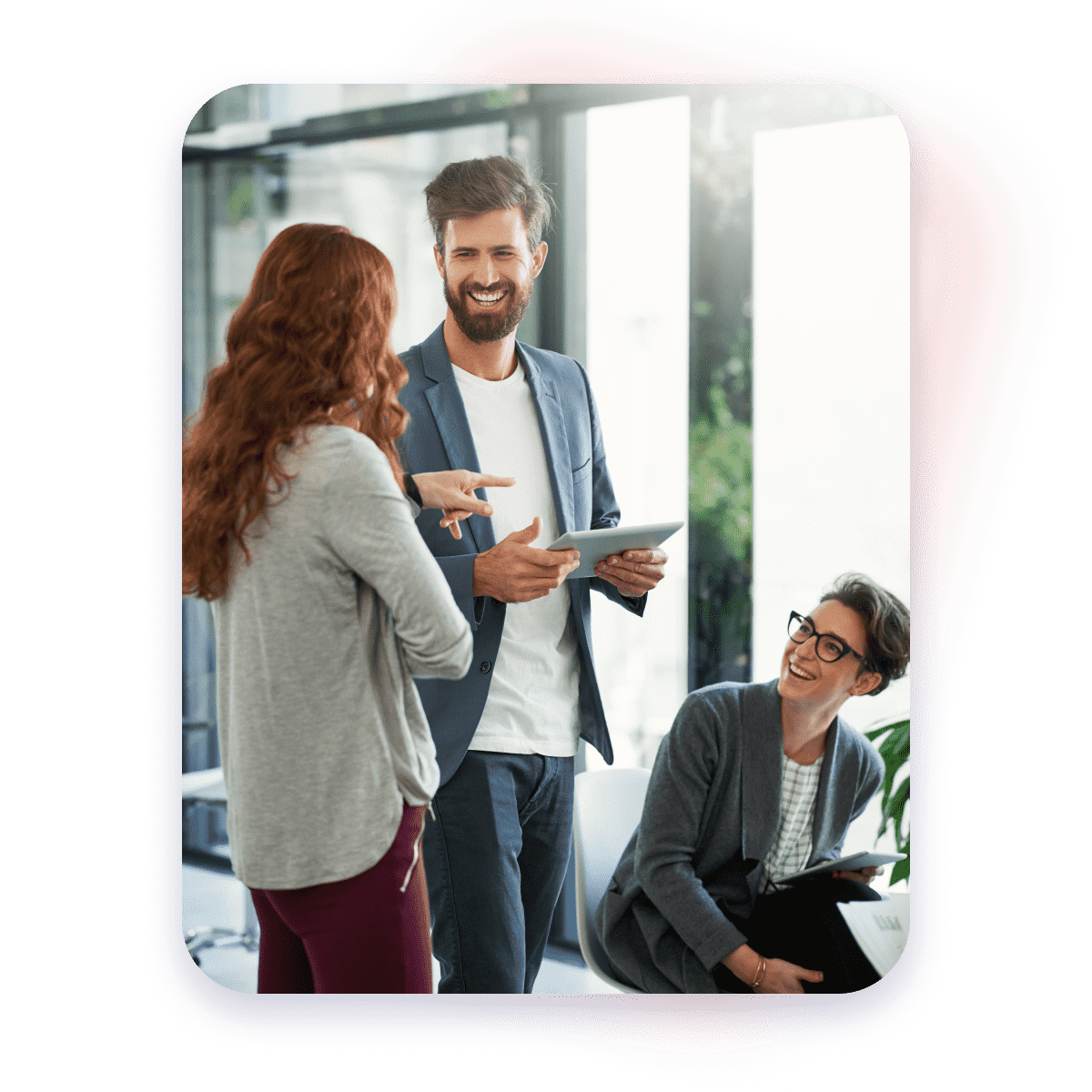 Business people having a casual conversation