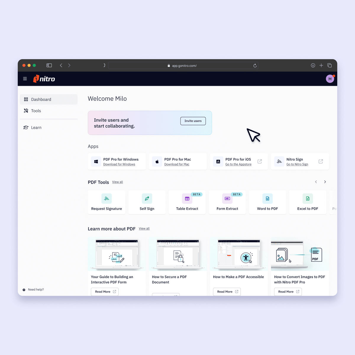 Screenshots-Workspace-Home Page