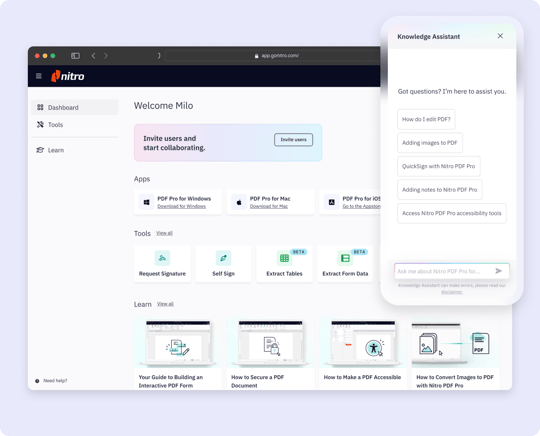 Web - Screenshot - Workplace and Knowledge assistant